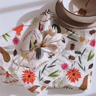 Traditional Thanksgiving Turkey Cloth Dinner Napkins - Set of 4 napkins