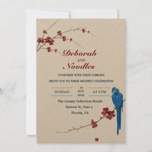 rustic Elegant unique  bird wedding invitation