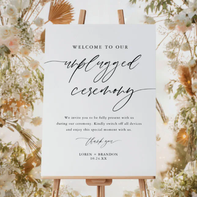 Rustic Elegant Unplugged Wedding Ceremony Sign | Zazzle