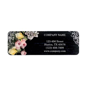 Rustic Elegant Vintage Botanical Chalkboard Floral Label by businesscardsdepot at Zazzle