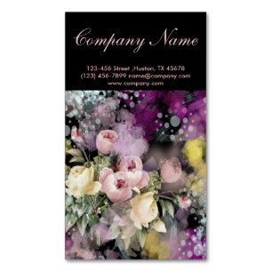 rustic elegant vintage botanical chalkboard floral magnetic business card