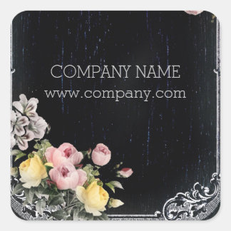 Rustic Elegant Vintage Botanical Chalkboard Floral Square Sticker Rustic Elegant Vintage Botanical Chalkboard Floral Square Sticker