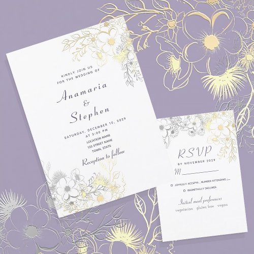 Rustic Elegant Vintage Floral Wedding Invitation