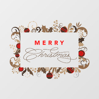 Rustic Elegant Vintage Merry Christmas Calligraphy Window Cling