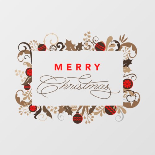 Rustic Elegant Vintage Merry Christmas Calligraphy Window Cling