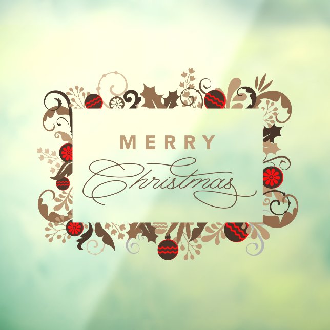 Rustic Elegant Vintage Merry Christmas Calligraphy Window Cling (Sheet 3)