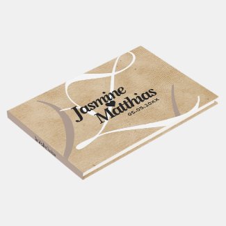 Rustic Elegant Vintage Monogram Burlap Wedding Guest Book