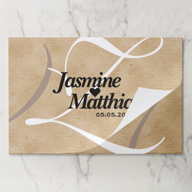 Rustic Elegant Vintage Monogram Burlap Wedding Paper Pad (Folded)