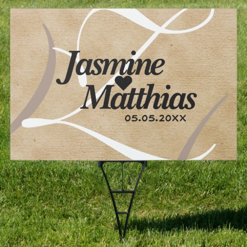 Rustic Elegant Vintage Monogram Burlap Wedding Sign