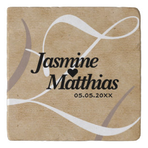 Rustic Elegant Vintage Monogram Burlap Wedding Trivet