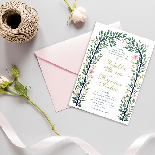 Rustic Elegant Vintage Watercolor Floral Wedding Invitation