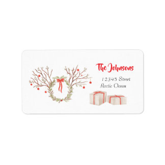 Rustic elegant watercolor Christmas return address Label