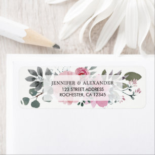 Rustic elegant watercolor floral botanical Wedding Label