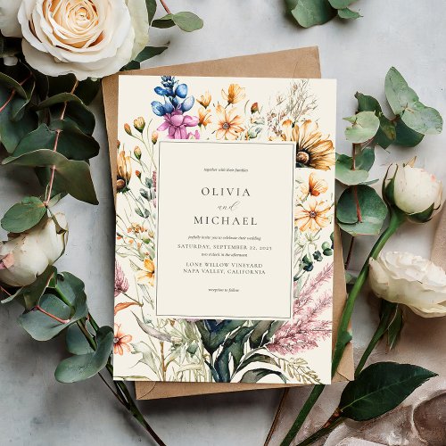 Rustic Elegant Watercolor Floral Invitation