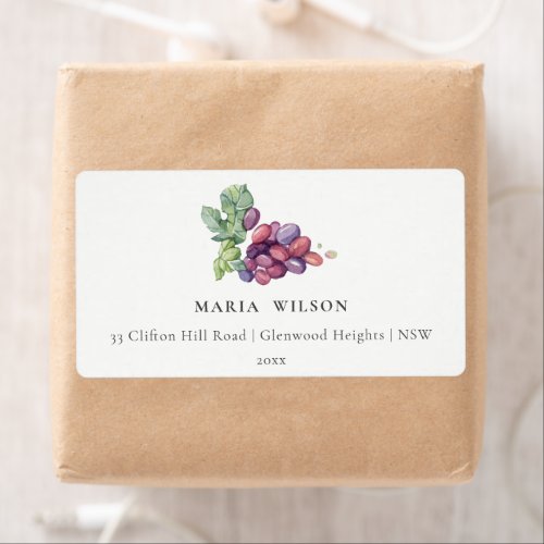 Rustic Elegant Watercolor Grape Foliage Address Label