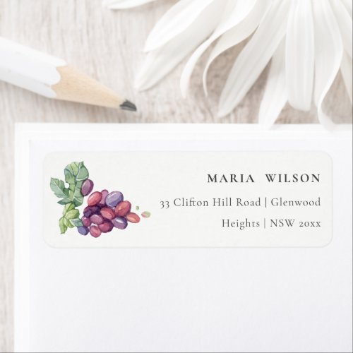 Rustic Elegant Watercolor Grape Foliage Address Label