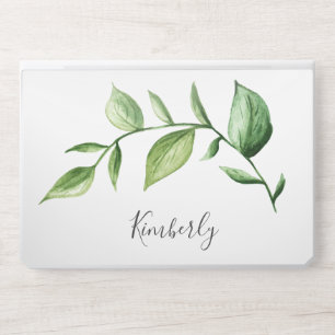 Rustic Elegant Watercolor Greenery Script Business HP Laptop Skin