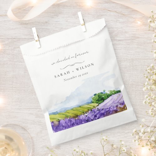 Rustic Elegant Watercolor Lavender Fields Wedding Favor Bag
