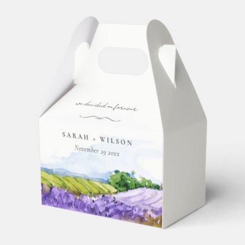 Rustic Elegant Watercolor Lavender Fields Wedding Favor Boxes