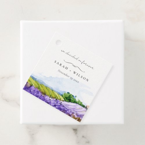 Rustic Elegant Watercolor Lavender Fields Wedding Favor Tags