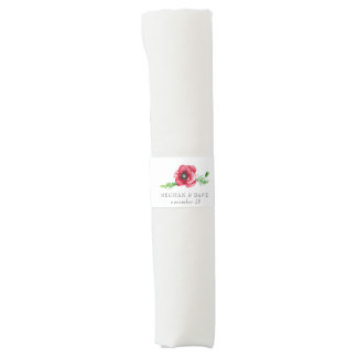 Rustic Elegant Watercolor Script Red Poppy Wedding Napkin Bands