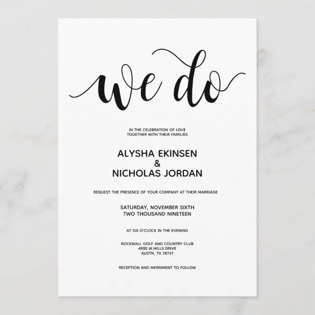 Rustic Elegant We Do Wedding Invitation Card | Zazzle