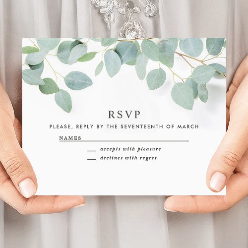 Rustic Elegant Wedding Eucalyptus RSVP Card