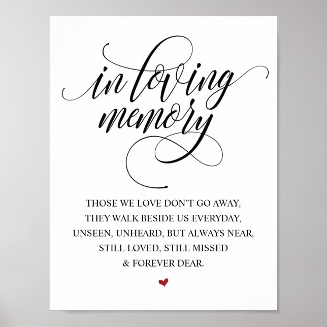 Rustic Elegant Wedding Memorial Table Sign v1 (Front)