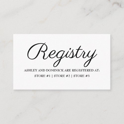 Rustic Elegant Wedding Registry  Enclosure Card 