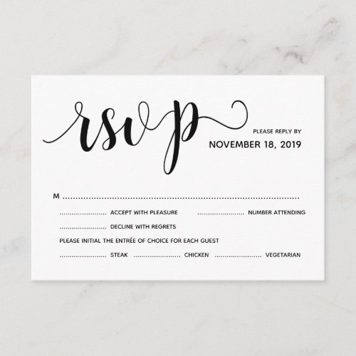 Rustic Elegant Wedding RSVP Invitation Reply Card