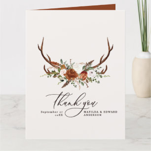 Rustic elegant wedding thank Folded Thank You Card