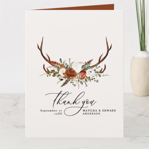 Rustic elegant wedding thank Folded Thank You Card