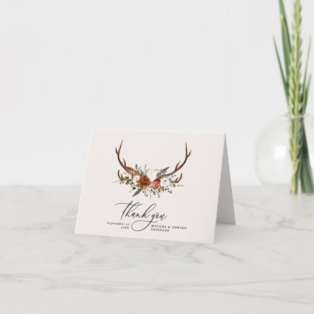 Rustic elegant wedding thank Folded Thank You Card (Front)