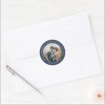 Rustic elegant Wedding Thank You photo favor Classic Round Sticker<br><div class="desc">Elegant Thank you photo Wedding seals,  favor,  stickers.
You can add your own photo,  message,  names and wedding date to create a very personal and unique sticker.</div>