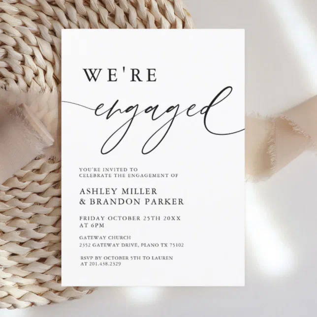 Rustic Elegant We're Engaged Engagement Party Invitation | Zazzle