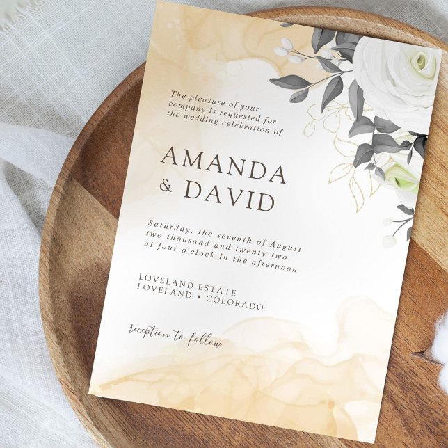 Rustic Elegant White Floral Wedding Invitation (Creator Uploaded)