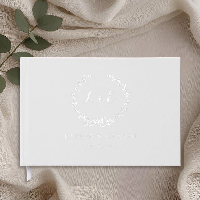 Rustic Elegant White Lace Wedding Foil Guest Book (Creator Uploaded)