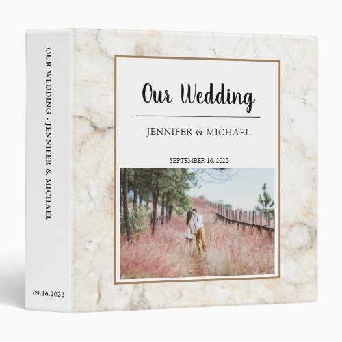 Rustic elegant white marble photo Wedding album 3 Ring Binder