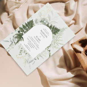 Rustic Elegant Wild Forest Fern Greenery Wedding Invitation