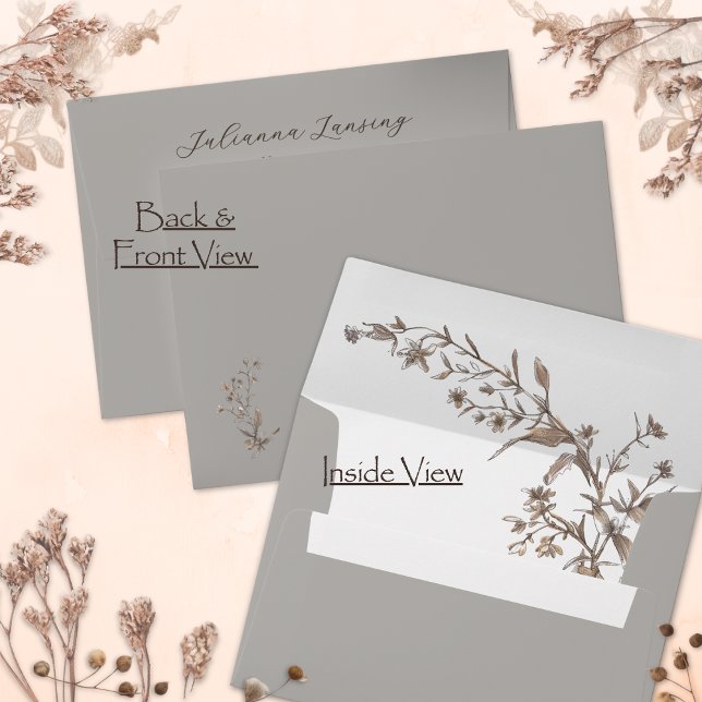 Rustic Elegant Wildflowers Script Wedding Envelope (Creator Uploaded)