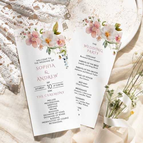 Rustic Elegant Wildflowers Wedding Programs