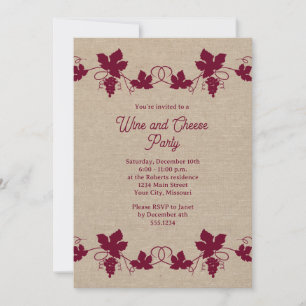 Rustic Elegant Wine and Cheese Party Invitations