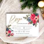 Rustic Elegant Winter Floral Watercolor Wedding RSVP Card<br><div class="desc">Join us in celebrating the magic of a winter wonderland with our Rustic Elegant Winter Floral Wedding RSVP Card. This unique design captures the essence of the season, featuring a beautifully hand-painted watercolor frame adorned with a harmonious blend of red flowers, calming dusty blue tones, and vibrant pine branches. It's...</div>