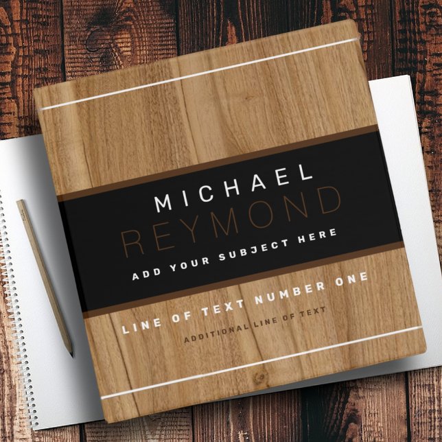 Rustic elegant wood black 3 ring binder (Creator Uploaded)