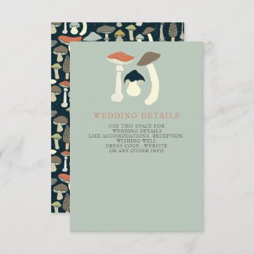 Rustic Elegant Woodland Wild Mushrooms Wedding Enclosure Card