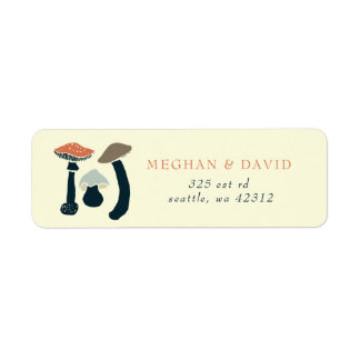Rustic Elegant Woodland Wild Mushrooms Wedding Label