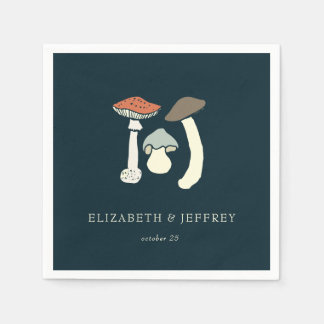 Rustic Elegant Woodland Wild Mushrooms Wedding Napkins