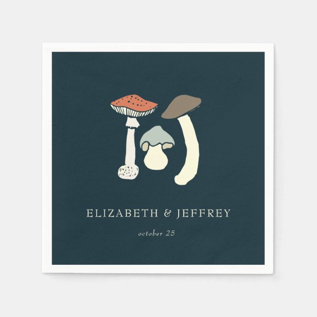 Rustic Elegant Woodland Wild Mushrooms Wedding Napkins (Front)