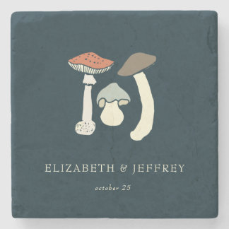 Rustic Elegant Woodland Wild Mushrooms Wedding Stone Coaster