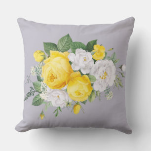 Rustic Elegant Yellow Floral Throw Pillow